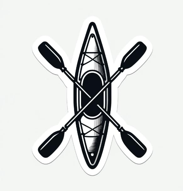 Vinyl sticker: Simplified Black Kayak & Paddles Sticker - Minimalist Decal for Laptops, Cars, Windows - Waterproof and Durable Vinyl Design