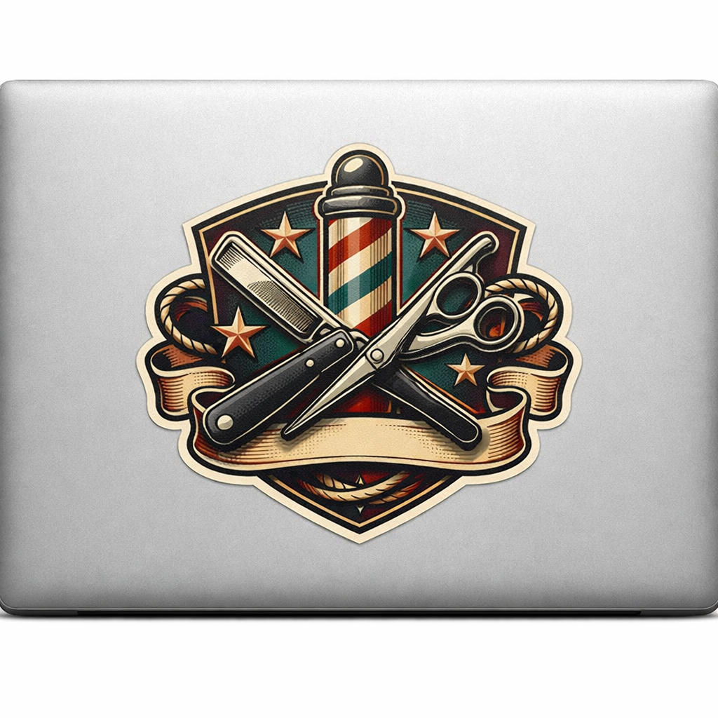 Retro Barber Shop Sticker Decal Vinyl Laptop Car Window Bumper AUTO Water Bottle Helmets Waterproof