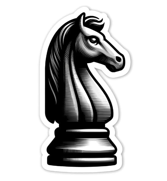 Vinyl sticker: Classic Chess Knight Piece Sticker - Detailed Decal for Chess Gear, Laptops, Study Areas - Vinyl Sticker for Chess Enthusiasts