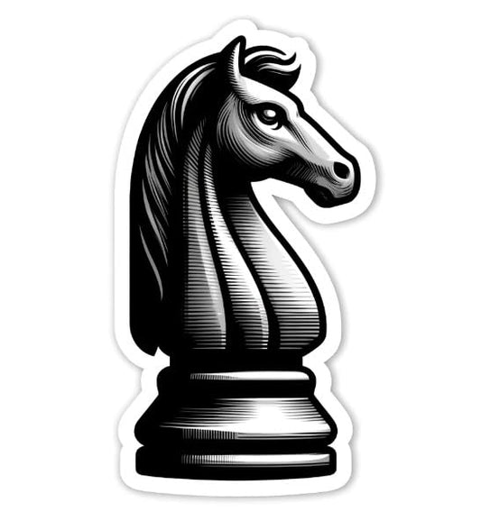 Vinyl sticker: Classic Chess Knight Piece Sticker - Detailed Decal for Chess Gear, Laptops, Study Areas - Vinyl Sticker for Chess Enthusiasts