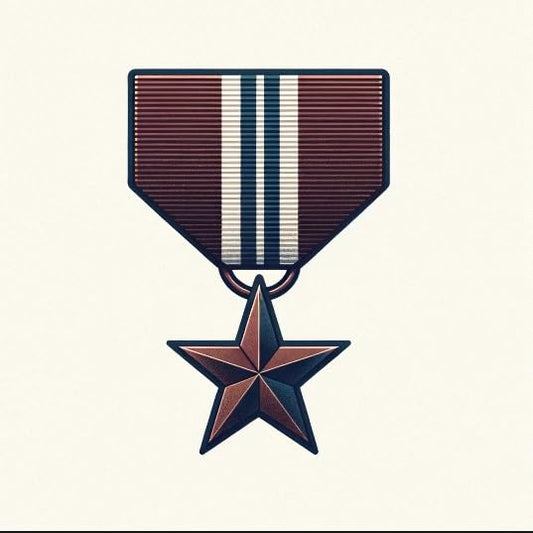 Vinyl sticker: Classic Valor Military Medal Sticker - Golden Star with Embossed 'V' Device, Red Ribbon Decal, Timeless Tribute for Veterans, Durable Waterproof Vinyl (4)