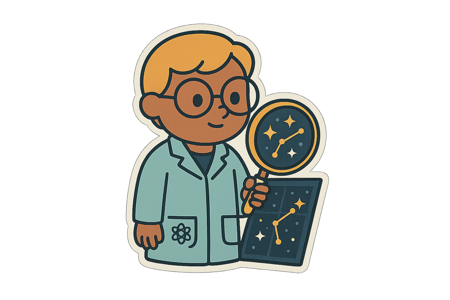 Little Scientist Astronomer Sticker Decal Vinyl Laptop Car Window Bumper AUTO Water Bottle Helmets Waterproof Star Map