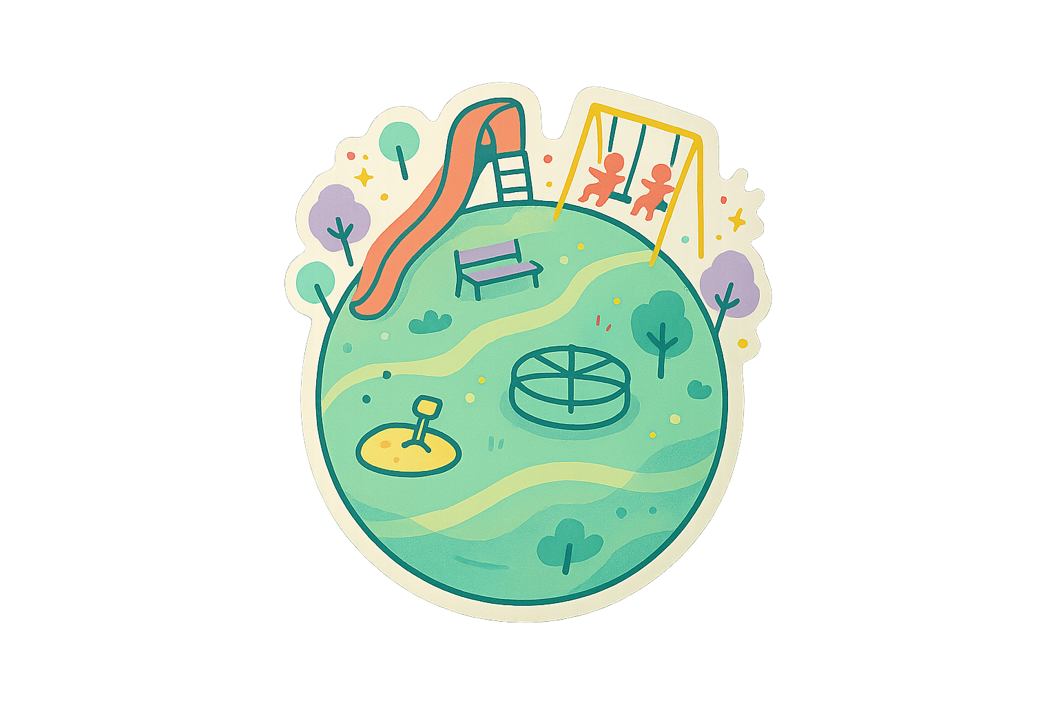 Tiny Planet Playgrounds Sticker Decal Vinyl Laptop Car Window Bumper AUTO Water Bottle Helmets Waterproof Fun