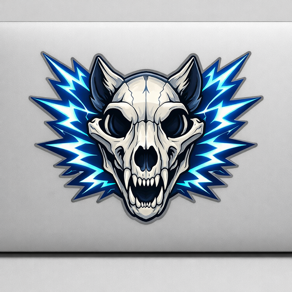 Wolf Skull Lightning Sticker Decal Vinyl Laptop Car Window Bumper AUTO Water Bottle Helmets Waterproof Nature