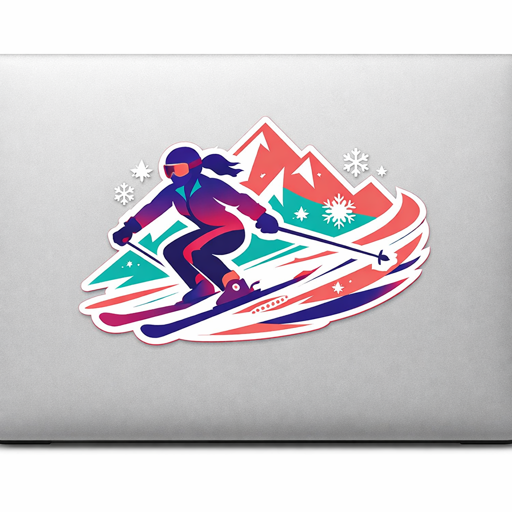 Ski Girlie Sticker Decal Vinyl Laptop Car Window Bumper AUTO Water Bottle Helmets Waterproof Alpine