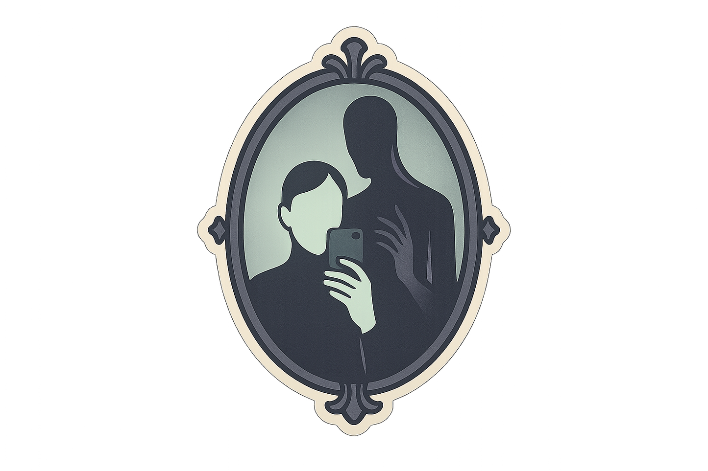 Shadow Figure Haunted Mirror Sticker Decal Vinyl Laptop Car Window Bumper AUTO Water Bottle Helmets Waterproof Paranormal Ghost