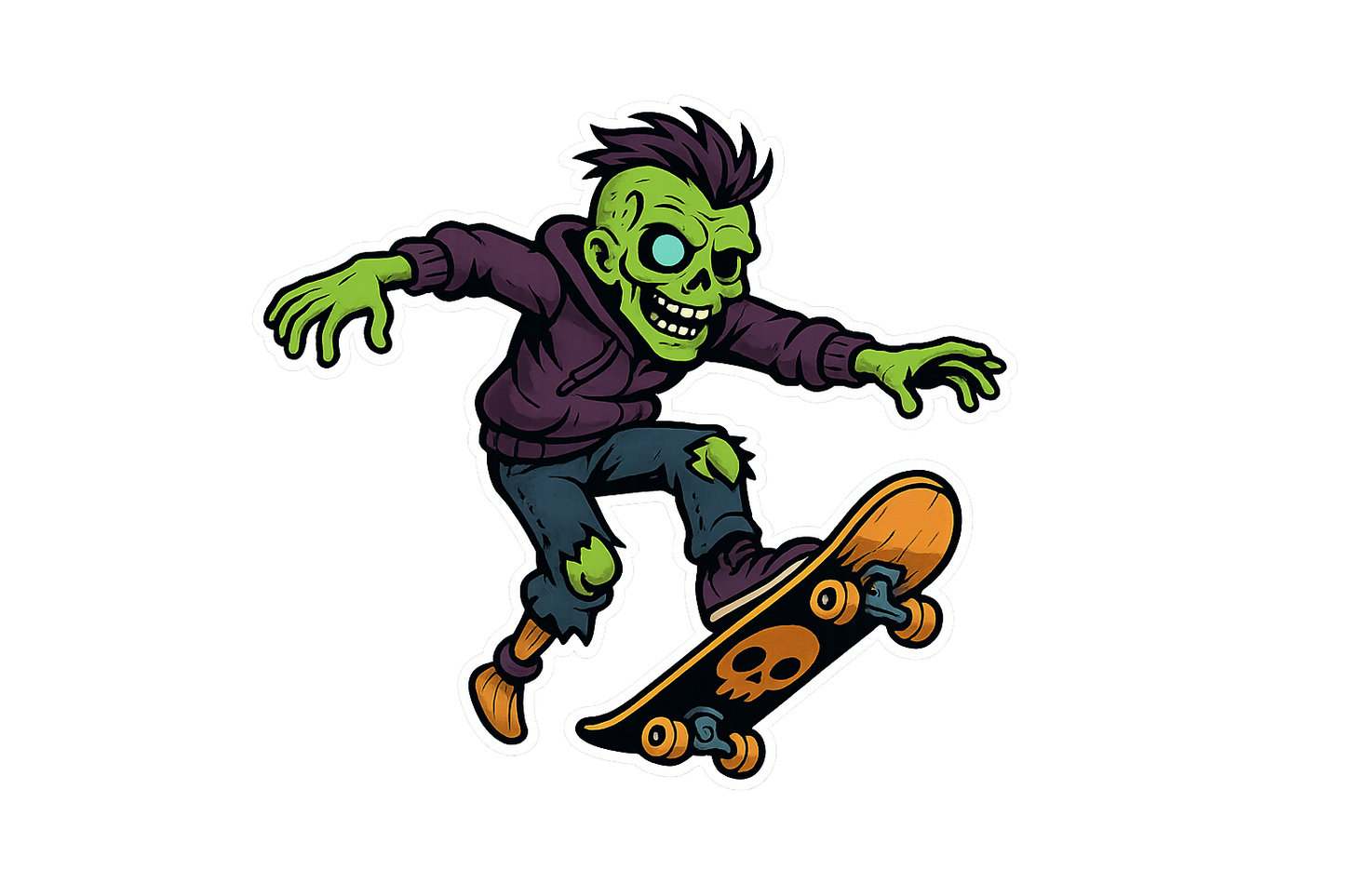 Zombie Skateboarder Sticker Decal Vinyl Laptop Car Window Bumper AUTO Water Bottle Helmets Waterproof Creepy Graphic