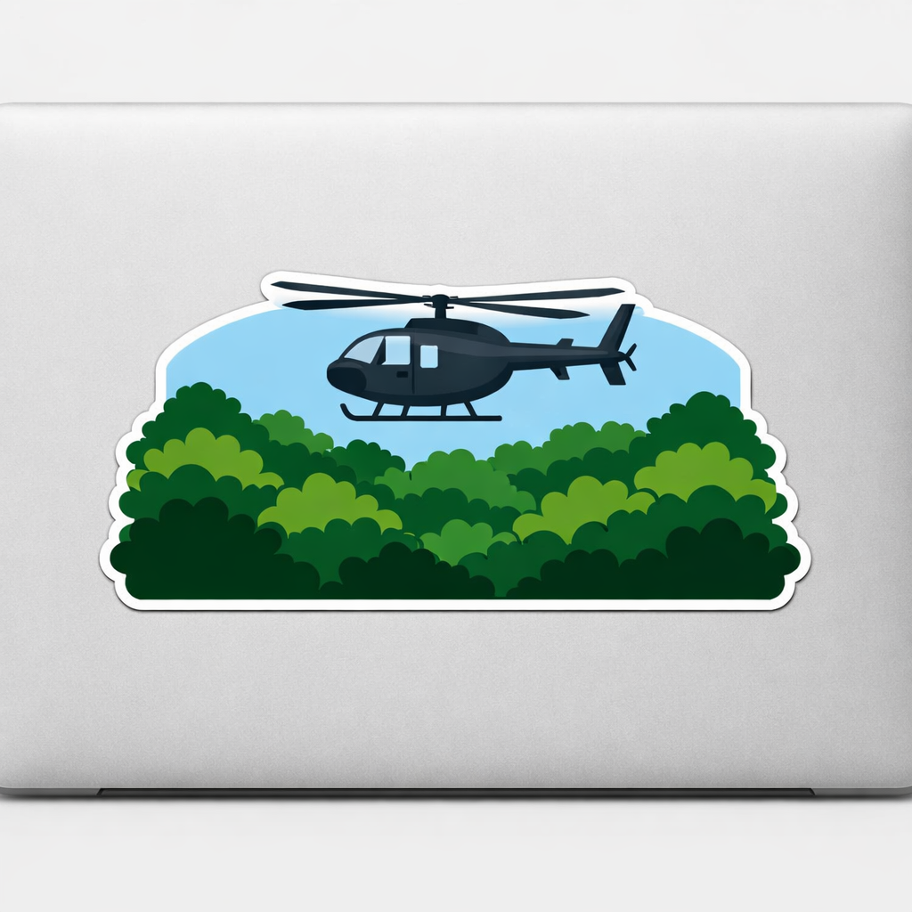 Helicopter Jungle Sticker Decal Vinyl Laptop Car Window Bumper AUTO Water Bottle Helmets Waterproof