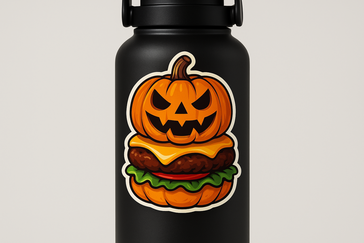 Halloween Pumpkin Burger Sticker Decal Vinyl Laptop Car Window Bumper AUTO Water Bottle Helmets Waterproof