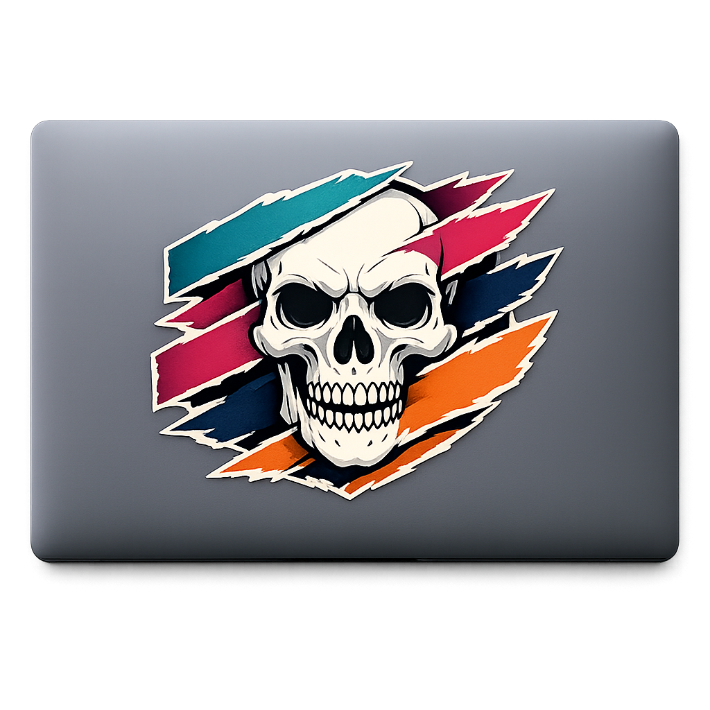 Skull Tearing Abstract Stripes Sticker Decal Vinyl Laptop Car Window Bumper AUTO Bottle Water Bottle Helmets Waterproof