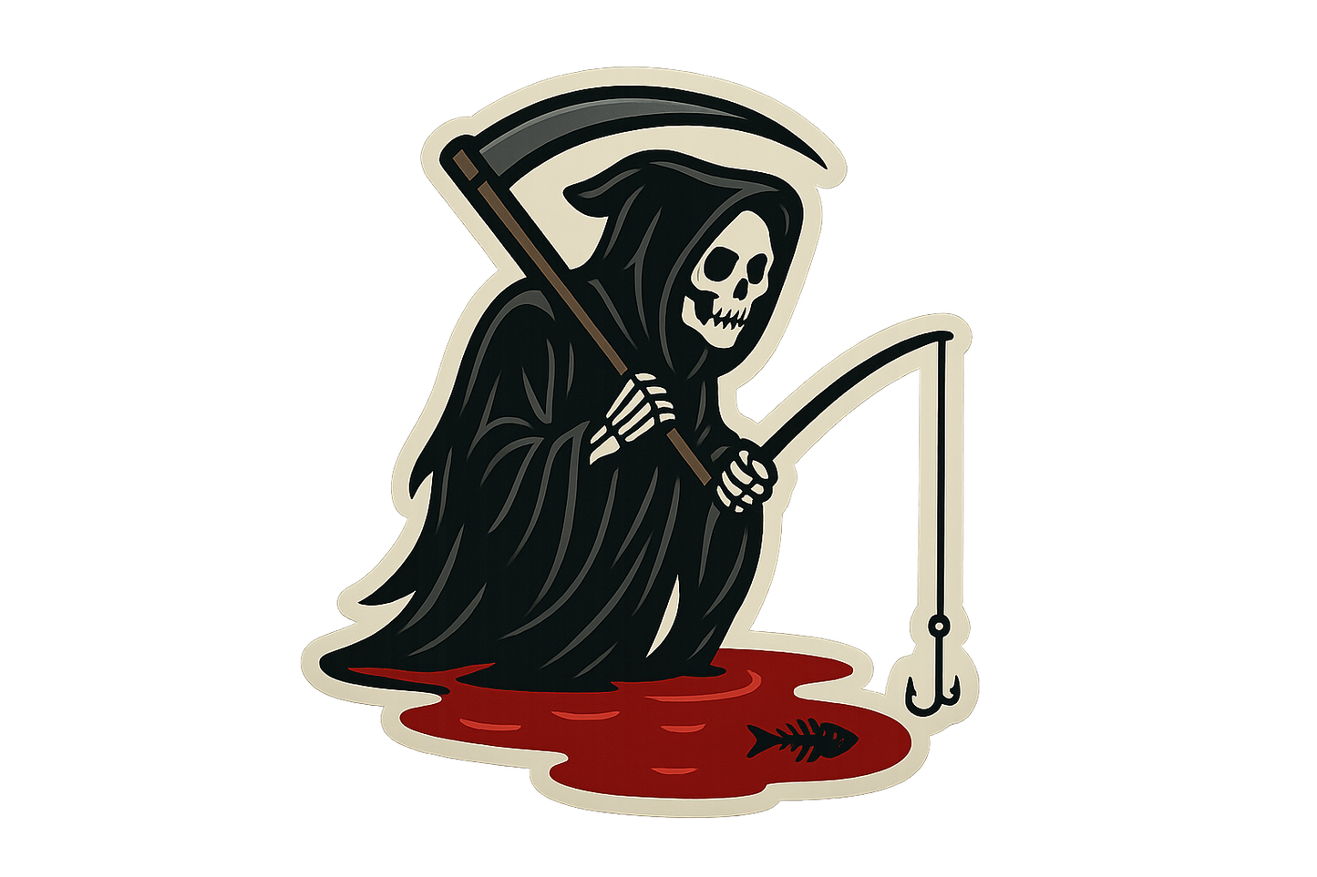 Grim Reaper Sticker Decal Vinyl Laptop Car Window Bumper AUTO Water Bottle Helmets Waterproof Scythe Blood Lake