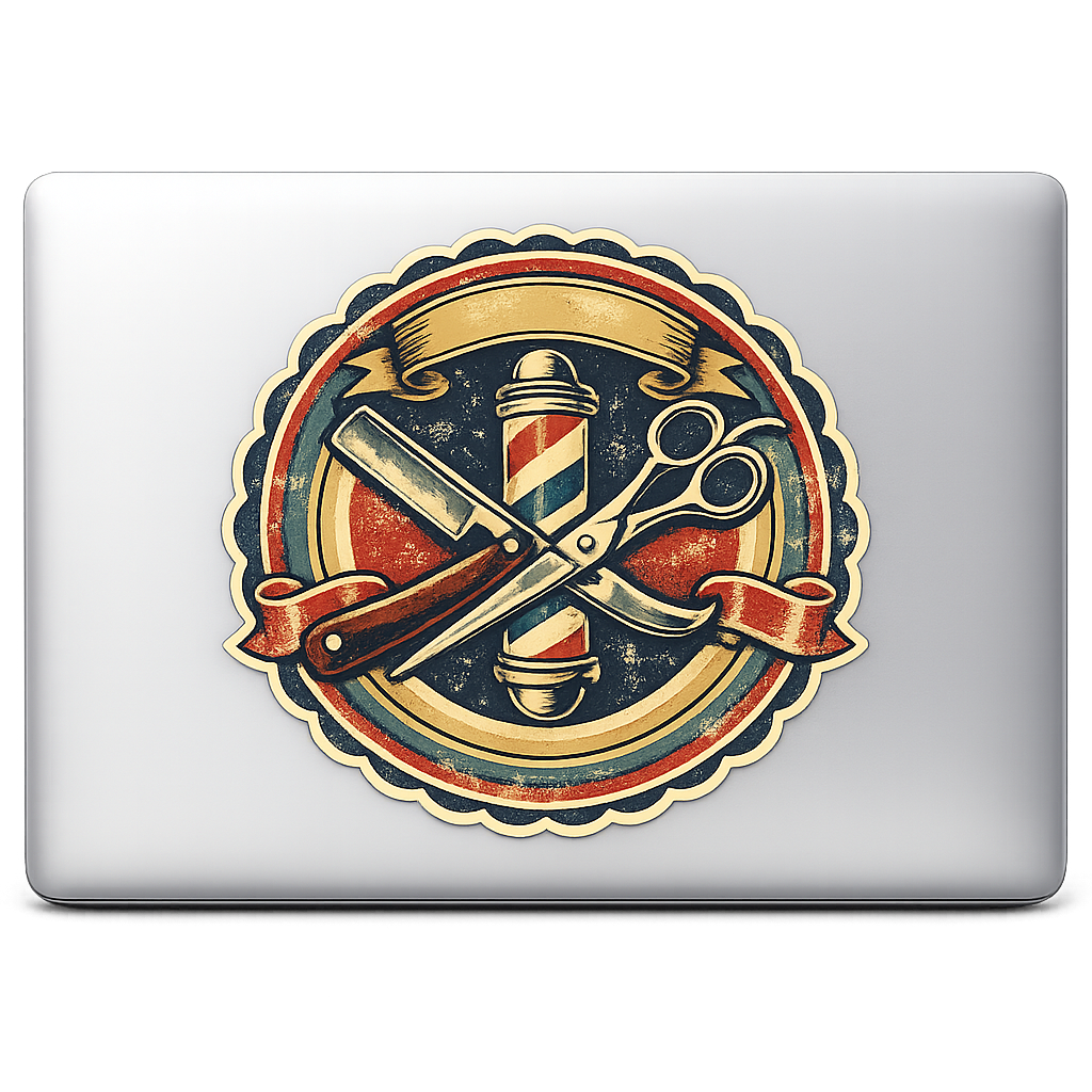 Retro Barbershop Sticker Decal Vinyl Laptop Car Window Bumper AUTO Water Bottle Helmets Waterproof Vintage