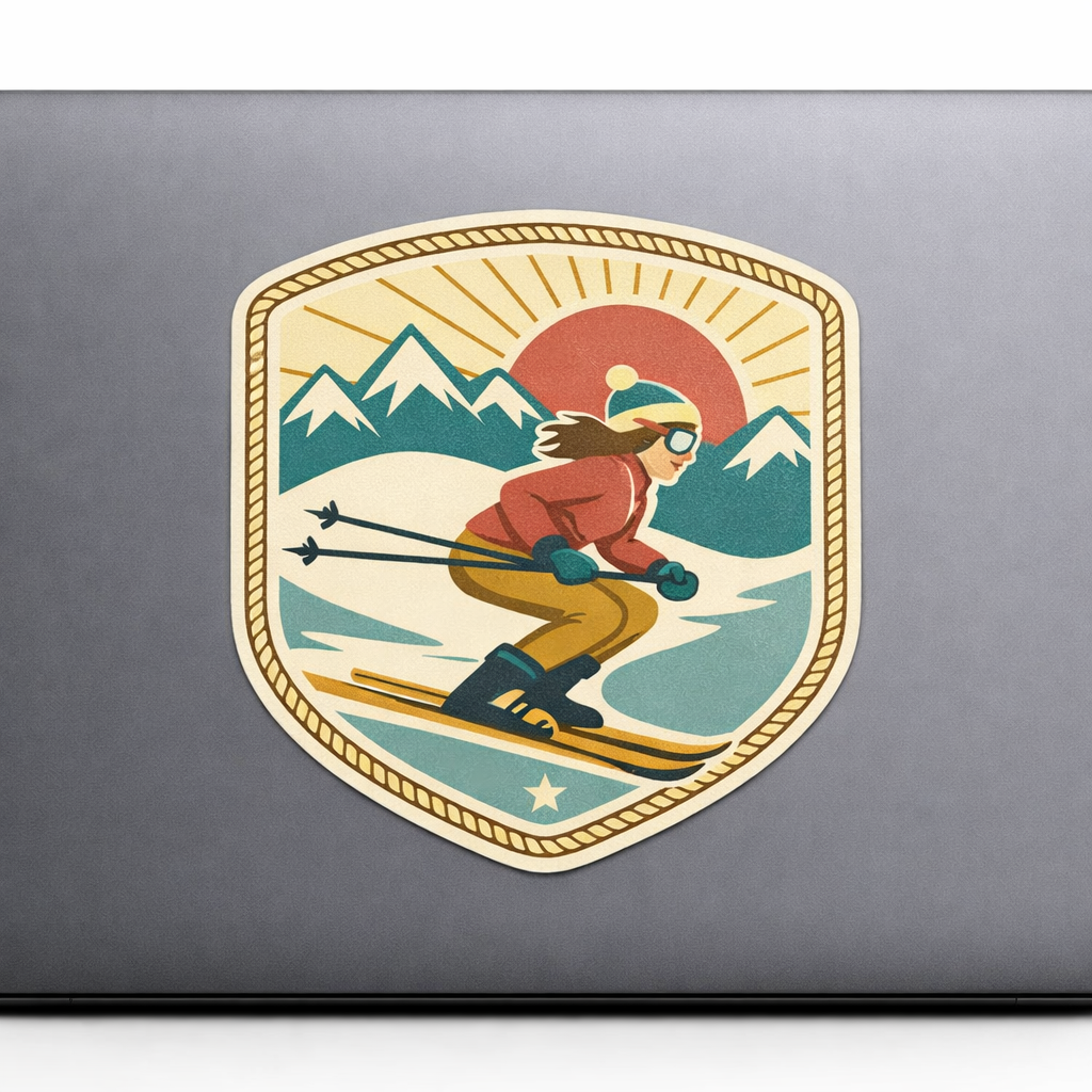 Ski Girlie Sticker Decal Vinyl Laptop Car Window Bumper AUTO Water Bottle Helmets Waterproof