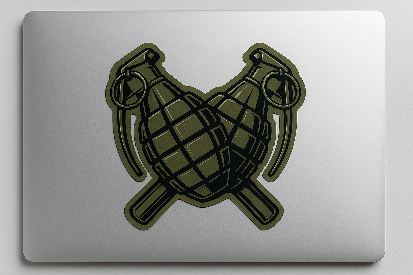 Crossed Grenades Sticker Decal Vinyl Laptop Car Window Bumper AUTO Water Bottle Helmets Waterproof Military