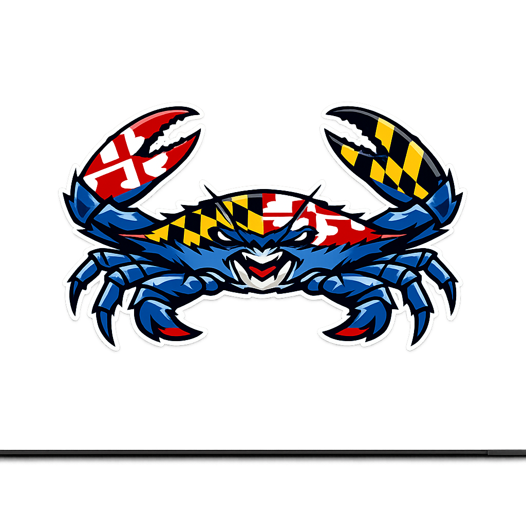 MD Maryland Blue Crab Sticker Decal Vinyl Laptop Car Window Bumper AUTO Bottle Water Bottle Helmets Waterproof State Flag