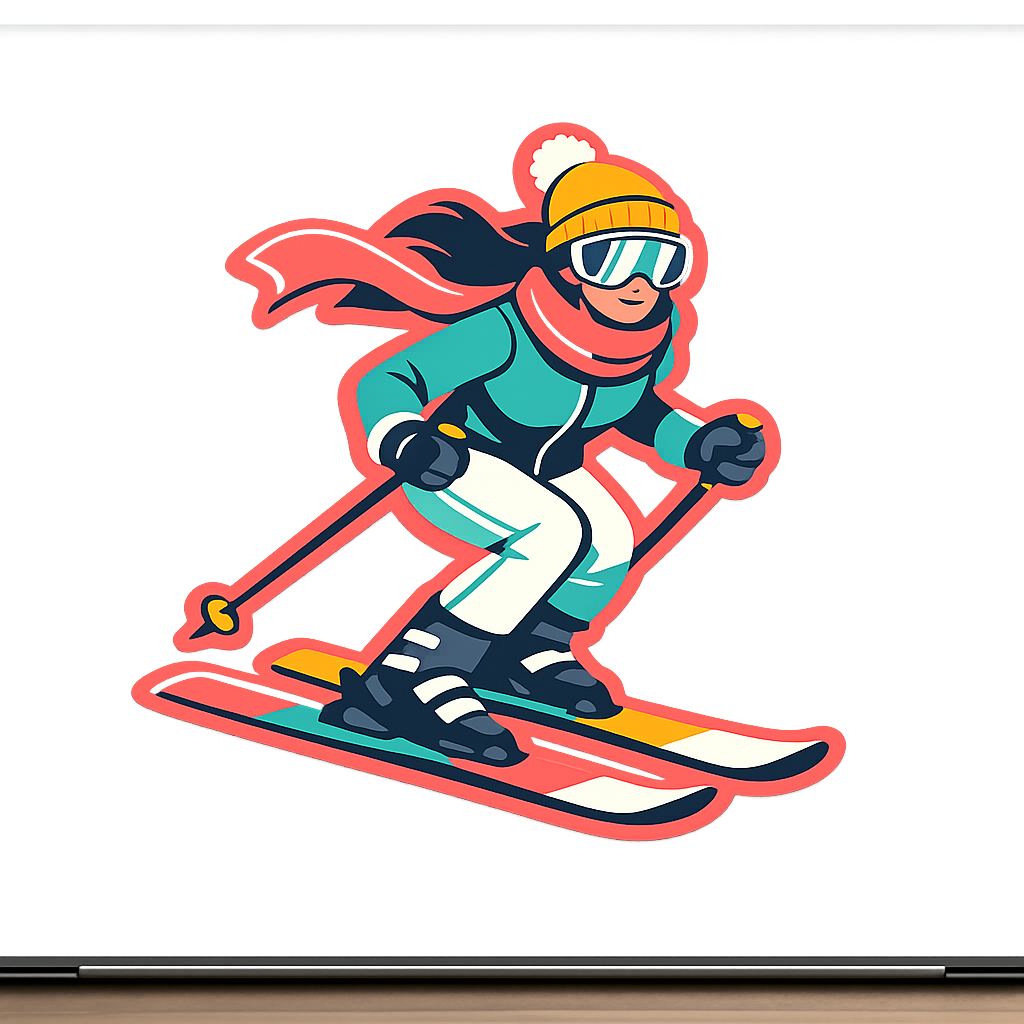Ski Girlie Sticker Decal Vinyl Laptop Car Window Bumper AUTO Water Bottle Helmets Waterproof Winter