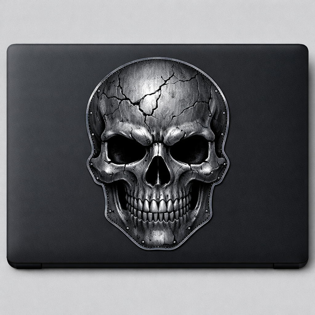 Skull Cracked Steel Texture Sticker Decal Vinyl Laptop Car Window Bumper AUTO Water Bottle Helmets Waterproof