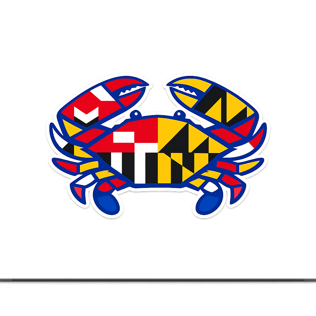 MD Maryland Blue Crab Sticker Decal Vinyl Laptop Car Window Bumper AUTO Water Bottle Helmets Waterproof State Flag