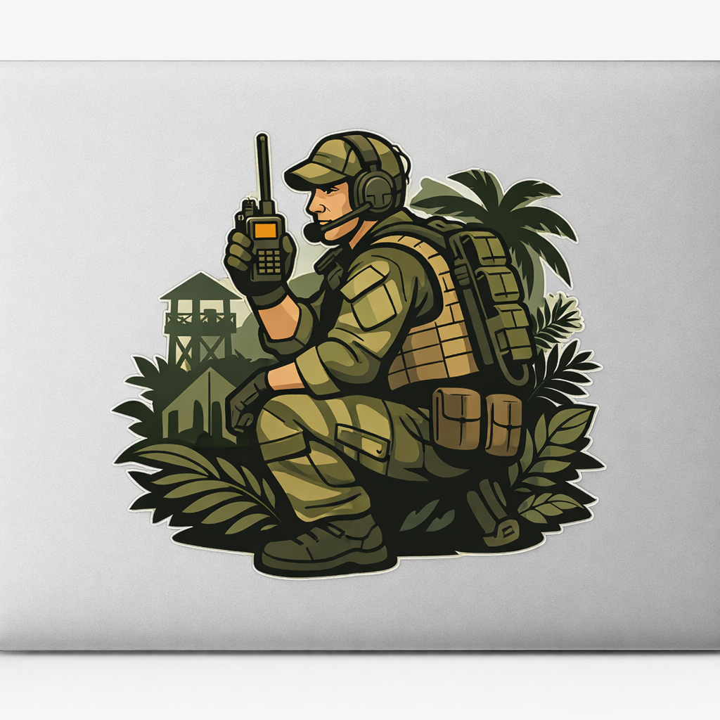 Tactical Radio Operator Sticker Decal Vinyl Laptop Car Window Bumper AUTO Water Bottle Helmets Waterproof Jungle Modern Gear