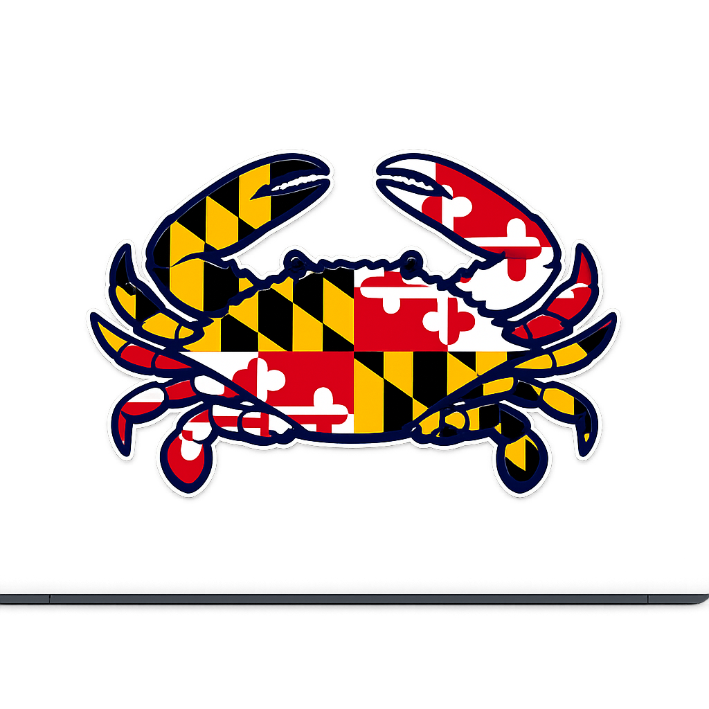 MD Maryland Blue Crab Sticker Decal Vinyl Laptop Car Window Bumper AUTO Water Bottle Helmets Waterproof State Flag