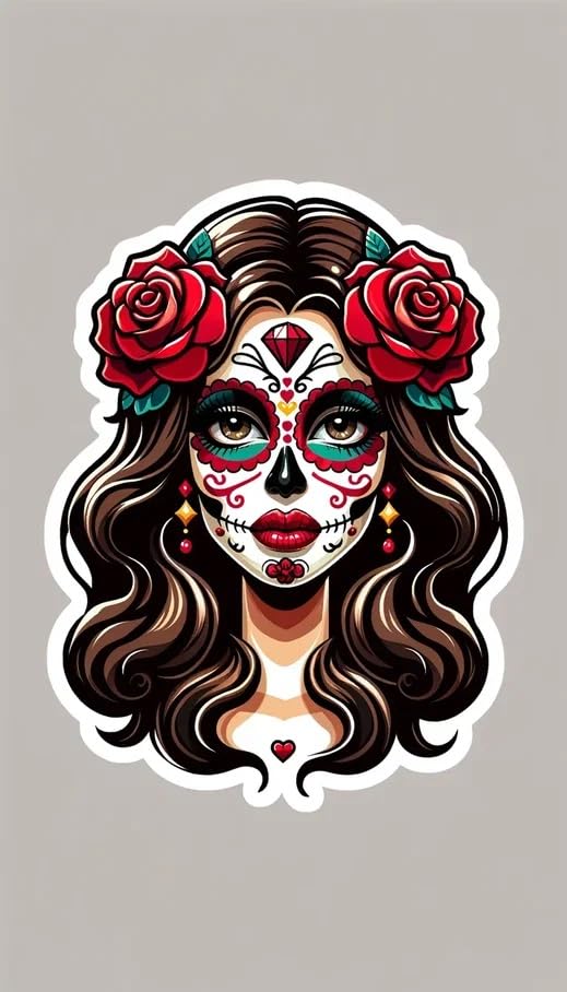 Vinyl sticker: Sticker Beautiful Calavera Catrina Day Dead Patriotic Mexico Vinyl Decal Waterproof Weather Resistant Letters Estado Aguila Mexican Flag Design Perfect for Car Truck Bumper Laptop Tumbler