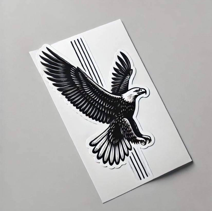Vinyl sticker: Majestic Eagle in Flight Sticker for Laptop, Wall, Car, Window, Bumper, Truck, Waterproof Decal - Minimalist Design