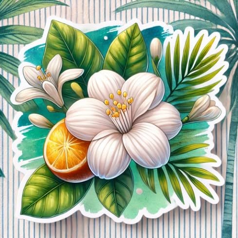 Vinyl sticker: Florida Orange Blossom Flower Sticker - Waterproof Car, Laptop, Bumper, Window, Auto, Truck, Water Bottle, Wall, Decal