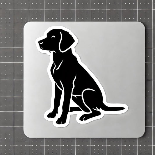 Vinyl sticker: Black Silhouette Sitting Dog Sticker for Laptop, Wall, Car, Window, Bumper, Truck - Minimalistic and Elegant Design
