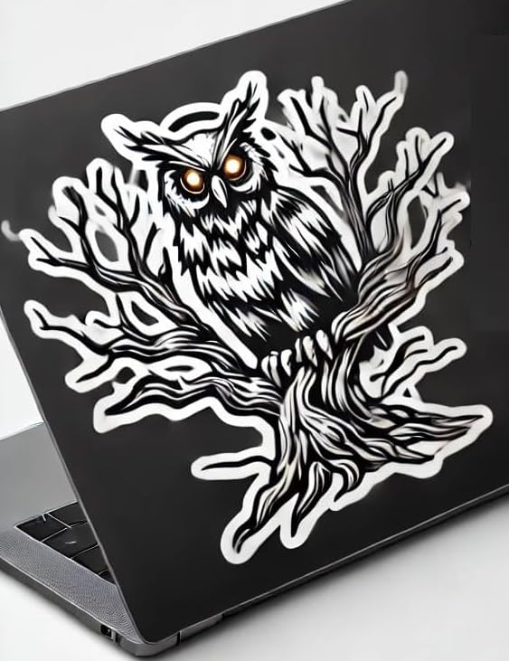 Vinyl sticker: Spooky Tree with Owl Sticker for Laptop, Wall, Car, Window, Bumper, and Water Bottle - Waterproof Vinyl Decal for Truck and Auto (6)
