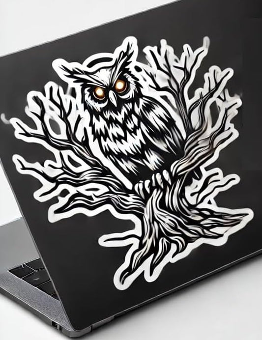 Vinyl sticker: Spooky Tree with Owl Sticker for Laptop, Wall, Car, Window, Bumper, and Water Bottle - Waterproof Vinyl Decal for Truck and Auto (6)
