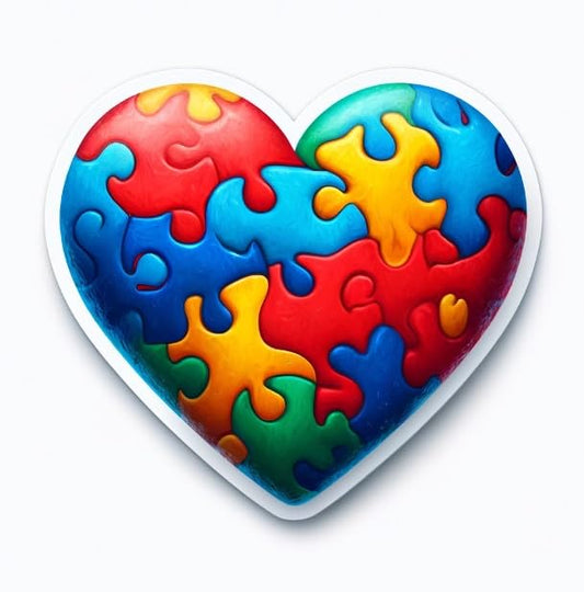 Vinyl sticker: Realistic Heart Autism Awareness Sticker - Vibrant Spectrum Colored Decal for Laptops, Cars, Windows, and Bottles