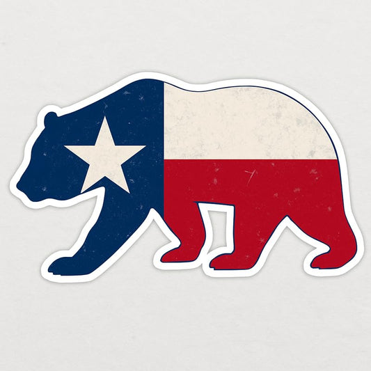 Vinyl sticker: Texas Flag Bear Sticker – Lone Star Wildlife Vinyl Decal for Laptop, Car, Window, Bumper, Truck, Waterproof Auto Water Bottle – Bold State Animal Design in Flag Colors