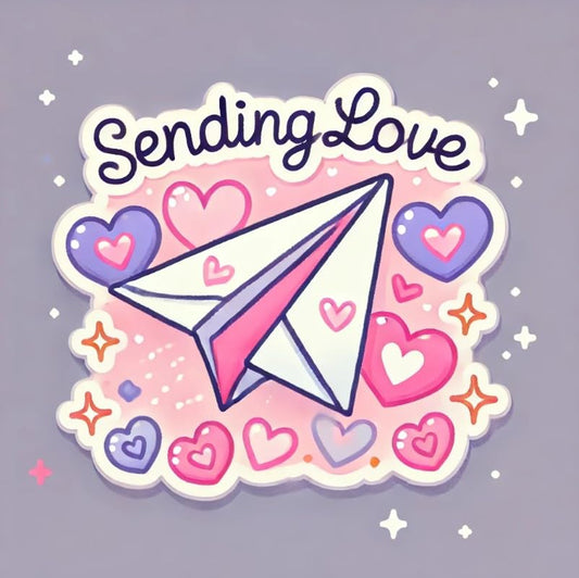 Vinyl sticker: Sending Love Paper Airplane Sticker for Laptop, Wall, Car, Window, Bumper, Decal, Truck, Waterproof, Auto, Water Bottle