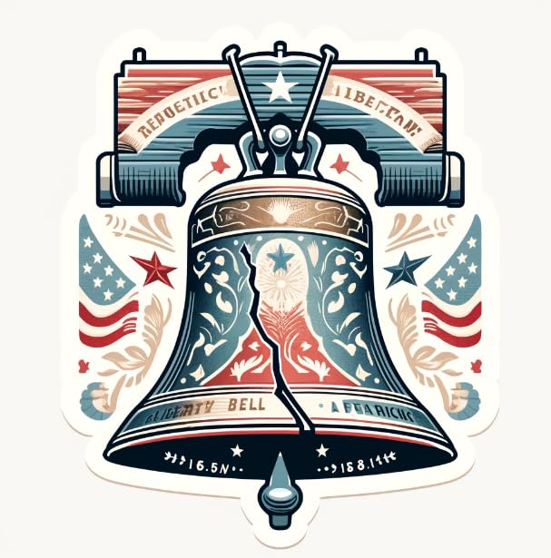 Vinyl sticker: Modern Liberty Bell Sticker - Patriotic Decal for History Buffs and Educators