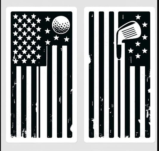 Vinyl sticker: Rugged USA Flag Golf Decal - Waterproof Wall Sticker for Car, Truck, Window, Bumper, Golf Club Motif, Distressed Minimalist Style (4)