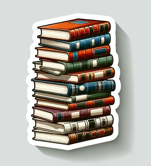 Vinyl sticker: Stack of Books Sticker - Colorful Book Spines Decal for Laptops, Reading Nooks, Libraries - Vinyl Sticker for Book Lovers