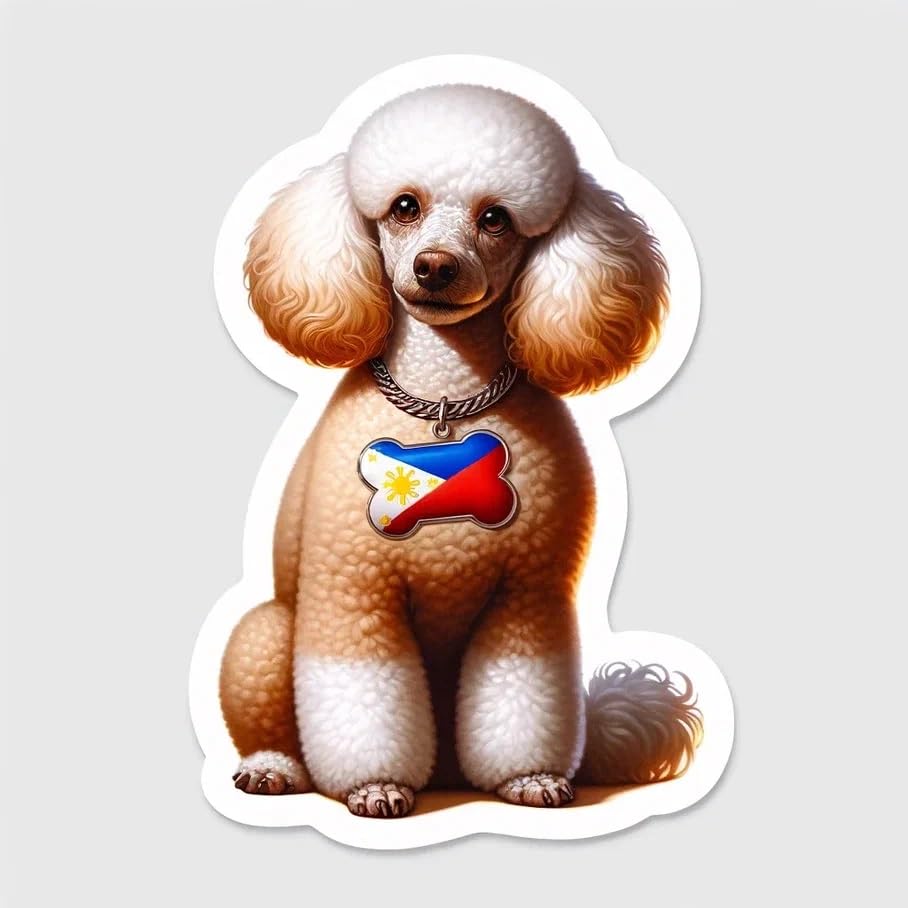 Vinyl sticker: Sticker Poodle Pendant Poodle Pendant Flag Sun Filipin Vinyl Decal American Flag & Cute Dogs in Glasses USA Pride Canine Waterproof Décor for Laptops Water Bottles Baby Room