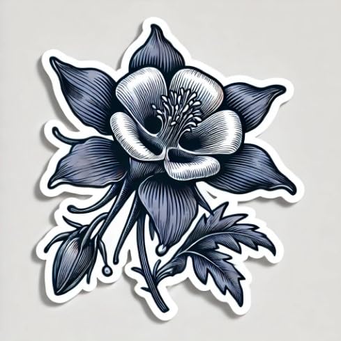 Vinyl sticker: Colorado Blue Columbine Monochrome Laptop Wall Car Window Bumper Sticker Decal Truck Waterproof Auto Water Bottle. Variation 10