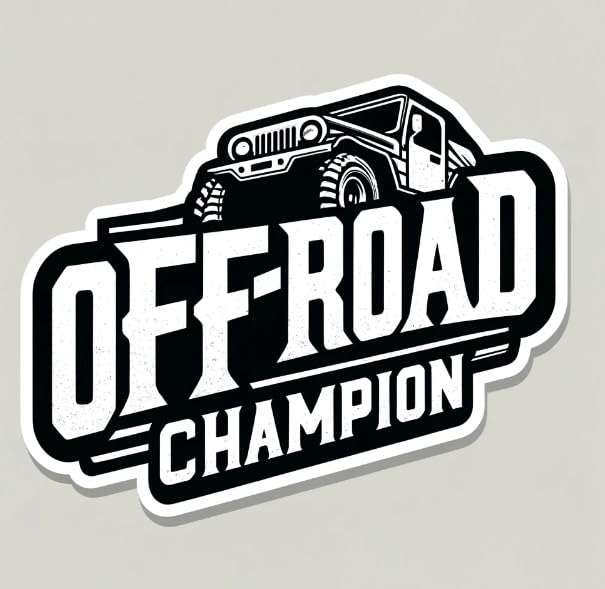 Vinyl sticker: "Off-Road Champion" Car Sticker - Rugged Typography Decal for Bumpers, Rear Windows - Vinyl Sticker for Off-Road Vehicles (6)