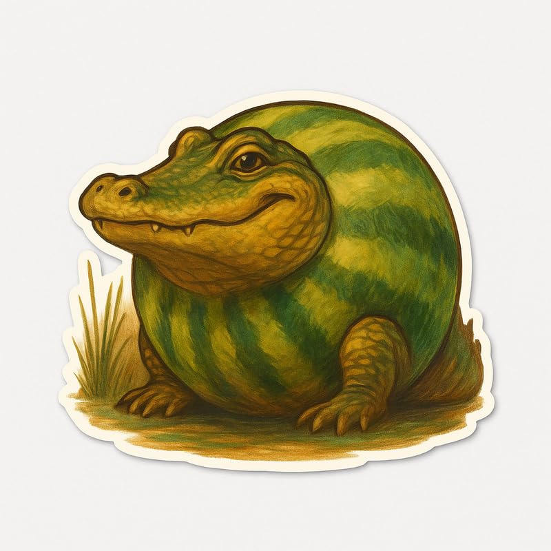 Vinyl sticker: Waterproof Glorbo Fruttodrillo Sticker for Laptop Wall Car Window Bumper Decal Truck Auto Water Bottle Featuring Alligator Watermelon Hybrid Creature