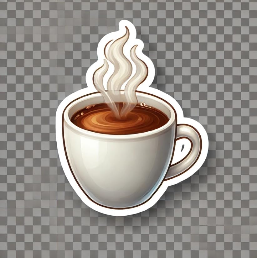 Vinyl sticker: Cozy Coffee Cup Sticker for Laptop, Wall, Car, Window, Bumper, Truck, Waterproof Decal - Realistic Design