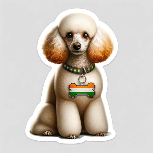 Vinyl sticker: Sticker Poodle Pendant Flag India Patriotic Dog Vinyl Decal American Flag & Cute Dogs in Glasses USA Pride Canine Waterproof Décor for Laptops Water Bottles Baby Room (4")
