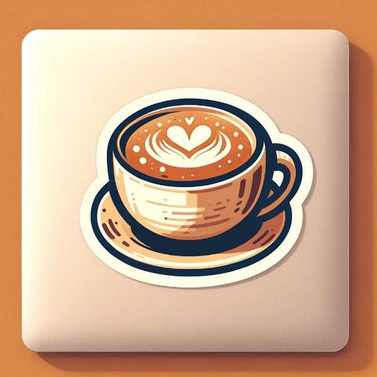 Vinyl sticker: Tiny Latte Cup Sticker Elegant Coffee Design for Phones and Small Notebooks (4)