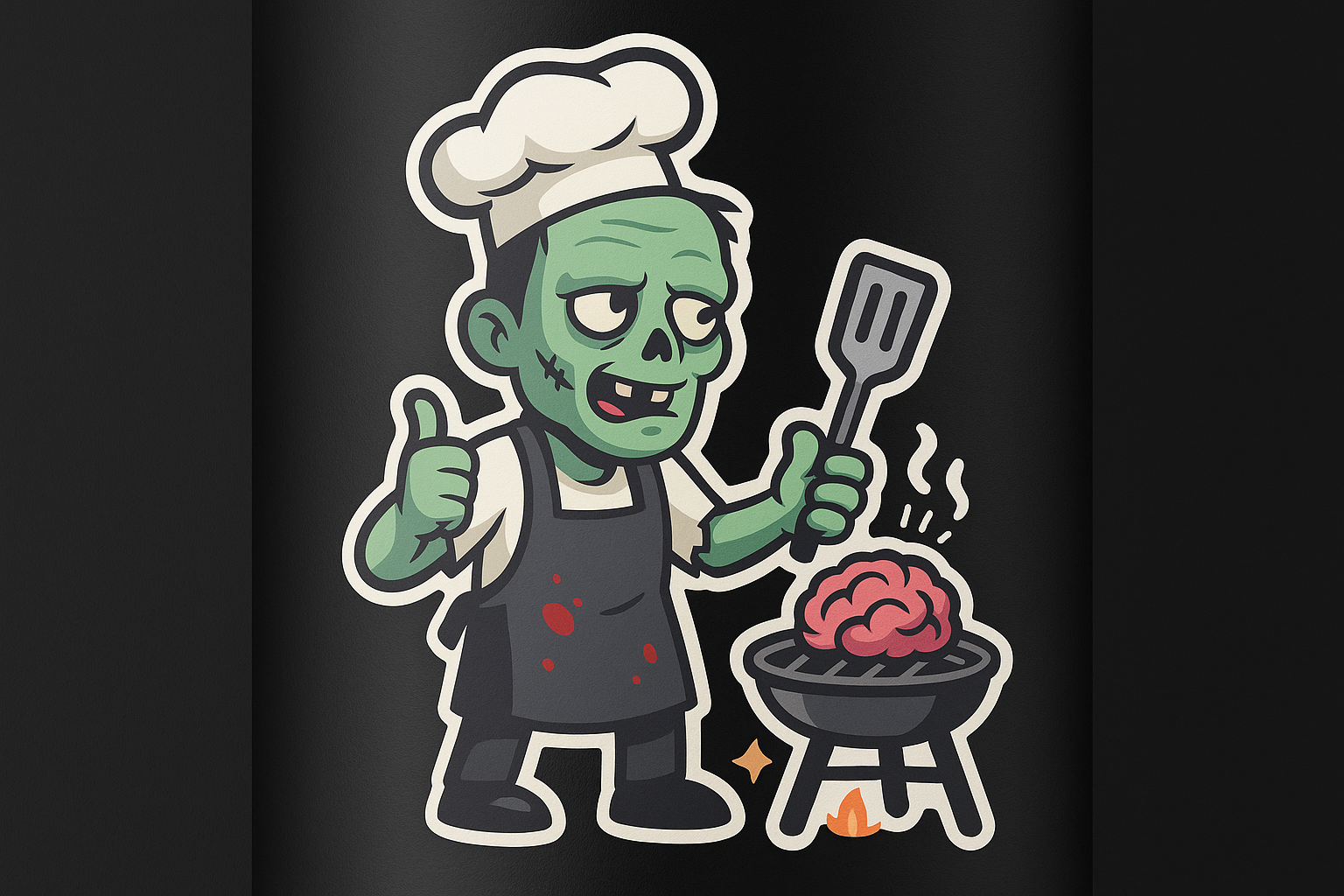 Zombie Chef Cooking Brains Sticker Decal Vinyl Laptop Car Window Bumper AUTO Water Bottle Helmets Waterproof Horror