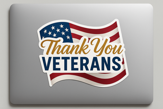 Veterans Sticker Decal Vinyl Laptop Car Window Bumper AUTO Water Bottle Helmets Waterproof USA American Flag