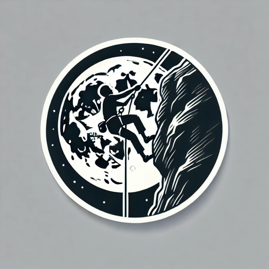 Vinyl sticker: op Rope Climber Under Full Moon Sticker for Laptop, Wall, Car, Window, Bumper, Decal, Truck, Auto, Water Bottle – Outdoor Night Adventure Design (4)