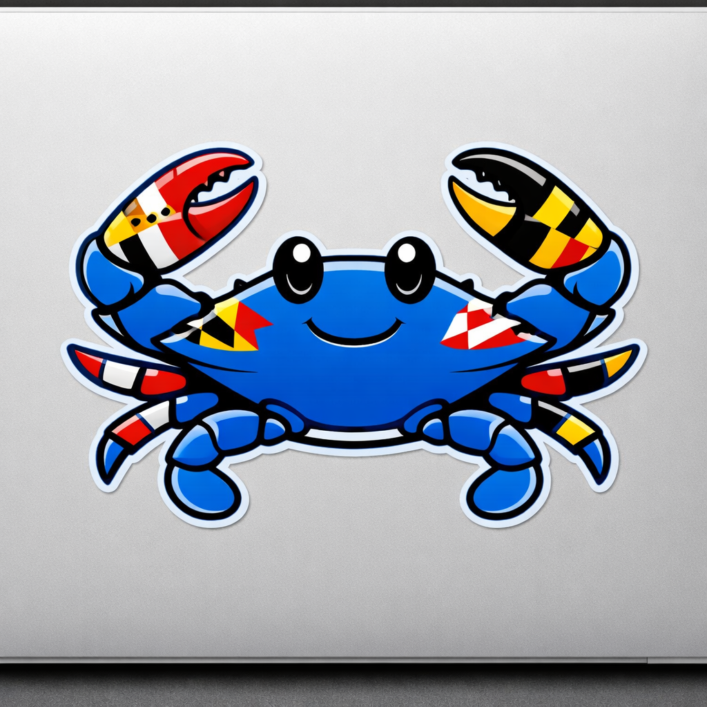 MD Maryland Sticker Decal Vinyl Laptop Car Window Bumper AUTO Bottle Water Bottle Helmets Waterproof Blue Crab Coastal