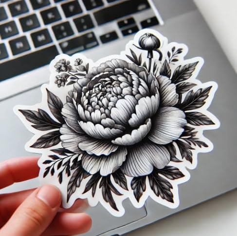 Vinyl sticker: Peony Indiana State Flower Vinyl Sticker for Laptop, Wall, Car, Window, Bumper, Decal, Truck, Waterproof, Auto, Water Bottle. Variation 11