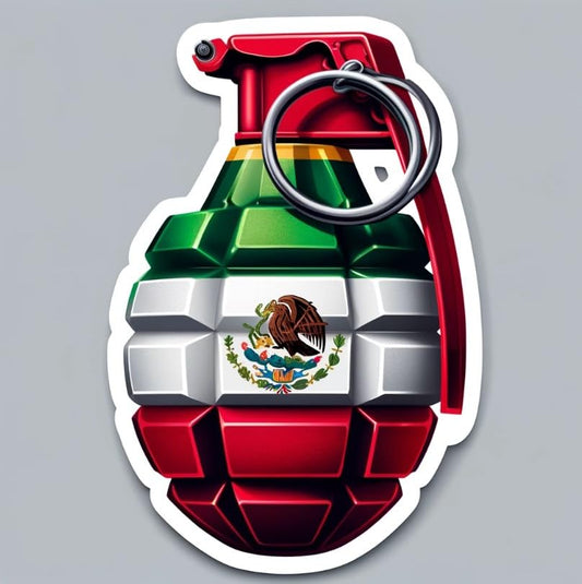 Vinyl sticker: Realistic Mexican Flag Colored Hand Grenade Sticker for Car, Window, Laptop, Truck, Bumper - No Outline, High-Detail Decal for Auto and Water Bottles (4)
