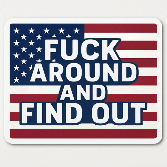 Vinyl sticker: USA Flag FAFO Sticker – F*CK Around and Find Out Patriotic Vinyl Decal on American Flag for Laptop, Car, Wall, Window, Bumper, Auto, Water Bottle – Bold USA Statement – Variation 5
